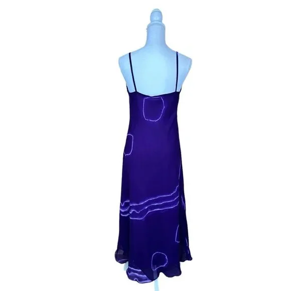 Purple Sleeveless Maxi Lined Dress Scalloped Hem Women’s Size Small/ Medium - Picture 2 of 8